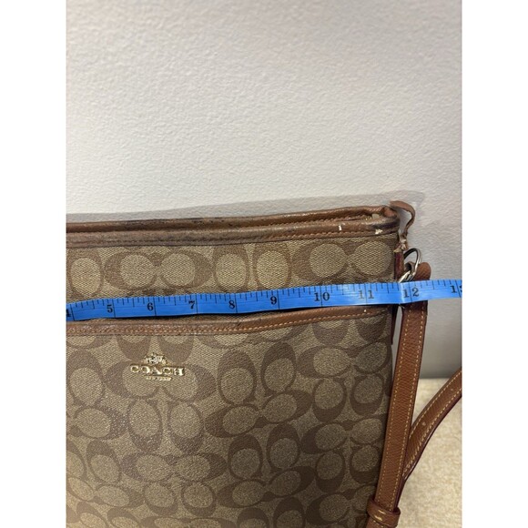 Coach Signature C File Bag Crossbody Shoulder Bag Purse Khaki Mahogony Sz 12x10 - Picture 9 of 16